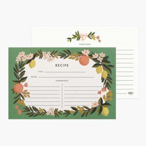 NWT Rifle Paper Co. Recipe Cards - Citrus Floral